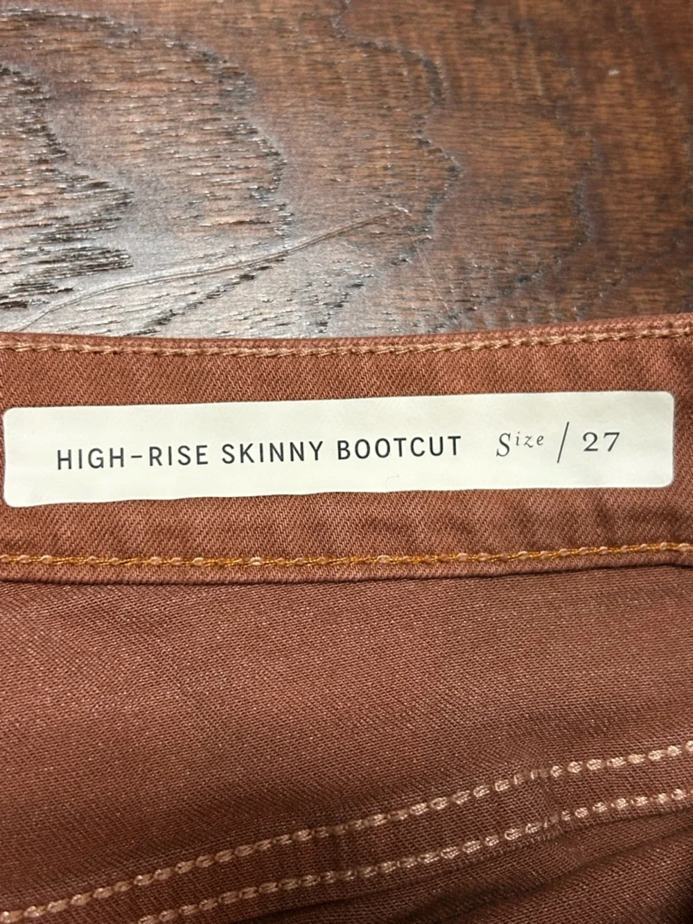 Pilcro Anthropologie High Rise Bootcut Jeans Rust Brown Size 27 Patch Pocket - Picture 7 of 9